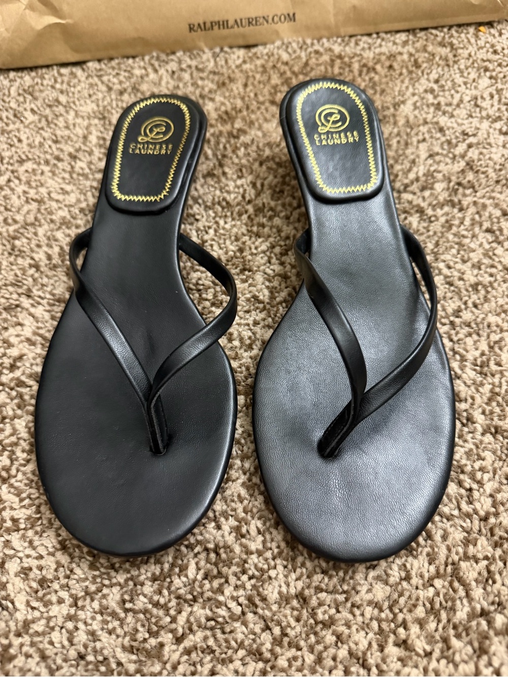 Chinese Laundry Black Thong Kitten Heel Sandal